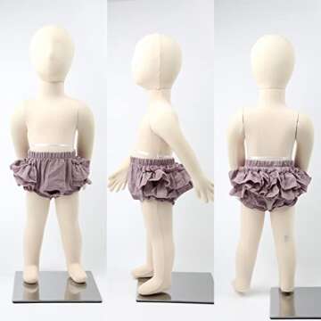 HOOLCHEAN Baby Girls Cotton Gauze Ruffle Bloomer Shorts with Bowknot Headband (Grey purple, S: 0-6 Months)