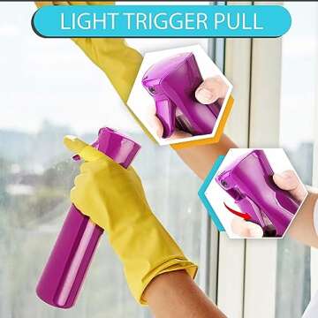 Hula Home Continuous Spray Bottle for Hair (10.1oz/300ml) Empty Ultra Fine Plastic Water Mist Sprayer – For Hairstyling, Cleaning, Salons, Plants, Essential Oil Scents & More - Light Purple