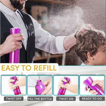 Hula Home Continuous Spray Bottle for Hair (10.1oz/300ml) Empty Ultra Fine Plastic Water Mist Sprayer – For Hairstyling, Cleaning, Salons, Plants, Essential Oil Scents & More - Light Purple