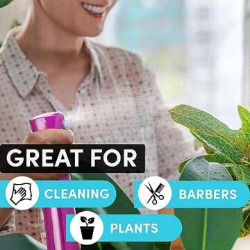 Hula Home Continuous Spray Bottle for Hair (10.1oz/300ml) Empty Ultra Fine Plastic Water Mist Sprayer – For Hairstyling, Cleaning, Salons, Plants, Essential Oil Scents & More - Light Purple