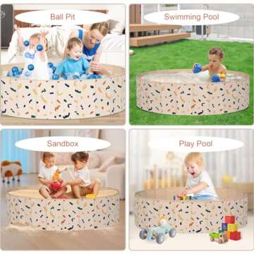 AirSwim Ball Pits for Toddlers, 47" x 12" Foldable Kiddie Pool Dog Ball Pits Collapsible Baby Pool Dog Swimming Pool Portable Sandbox Kid Pool Indoor and Outdoor Game Without Balls