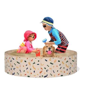 AirSwim Ball Pits for Toddlers, 47" x 12" Foldable Kiddie Pool Dog Ball Pits Collapsible Baby Pool Dog Swimming Pool Portable Sandbox Kid Pool Indoor and Outdoor Game Without Balls