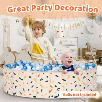 AirSwim Ball Pits for Toddlers, 47" x 12" Foldable Kiddie Pool Dog Ball Pits Collapsible Baby Pool Dog Swimming Pool Portable Sandbox Kid Pool Indoor and Outdoor Game Without Balls