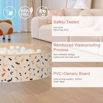 AirSwim Ball Pits for Toddlers, 47" x 12" Foldable Kiddie Pool Dog Ball Pits Collapsible Baby Pool Dog Swimming Pool Portable Sandbox Kid Pool Indoor and Outdoor Game Without Balls