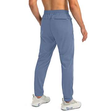 G Gradual Men's Sweatpants with Zipper Pockets Tapered Joggers for Men Athletic Pants for Workout, Jogging, Running (Slate Blue, Large)