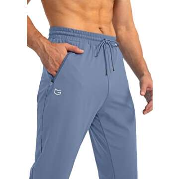 G Gradual Men's Sweatpants with Zipper Pockets Tapered Joggers for Men Athletic Pants for Workout, Jogging, Running (Slate Blue, Large)