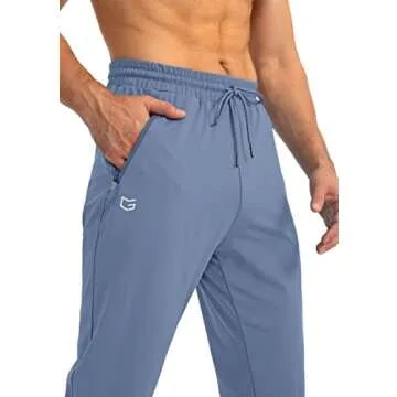 G Gradual Men's Sweatpants with Zipper Pockets Tapered Joggers for Men Athletic Pants for Workout, Jogging, Running (Slate Blue, Large)