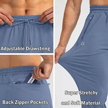 G Gradual Men's Sweatpants with Zipper Pockets Tapered Joggers for Men Athletic Pants for Workout, Jogging, Running (Slate Blue, Large)