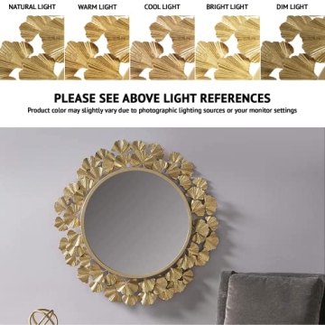 Martha Stewart Elegant Ginkgo Wall Mirror for Home Decor