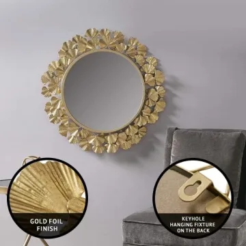 Martha Stewart Elegant Ginkgo Wall Mirror for Home Decor
