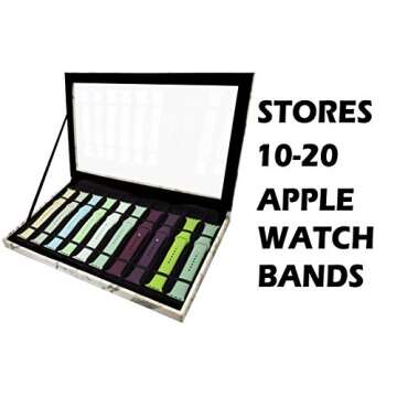 Zero Mass Luxurious Velvet & Leatherette Storage Case Organizer for Apple Watch Bands, Stores 10-20 ...