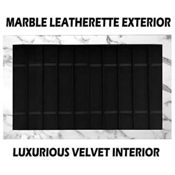Zero Mass Luxurious Velvet & Leatherette Storage Case Organizer for Apple Watch Bands, Stores 10-20 Smartwatch Straps (White Marble)
