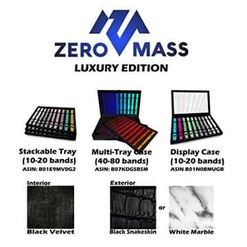 Zero Mass Luxurious Velvet & Leatherette Storage Case Organizer for Apple Watch Bands, Stores 10-20 Smartwatch Straps (White Marble)