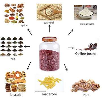 Large Glass Food Canisters, 66 FL OZ(1950ml) Kitchen Serving Stoarge Container with Airtight Acacia Lids, Cereal Dispenser Jars for Spaghetti Pasta, Powder, Spice, Tea, Coffee(7.6inch high)