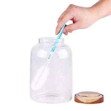 Large Glass Food Canisters, 66 FL OZ(1950ml) Kitchen Serving Stoarge Container with Airtight Acacia Lids, Cereal Dispenser Jars for Spaghetti Pasta, Powder, Spice, Tea, Coffee(7.6inch high)