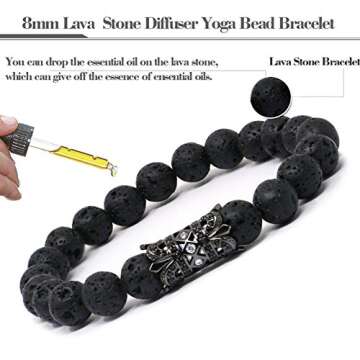 TAIHA Lava Rock Stone Bracelets for Men Women Valentines Day Best Gifts Idea for Him, 8mm Anxiety Di...
