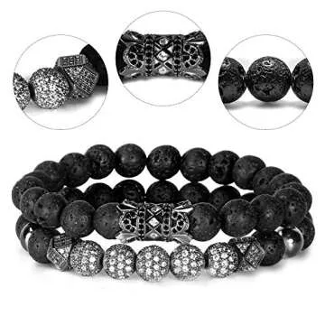 TAIHA Lava Rock Stone Bracelets for Men and Women