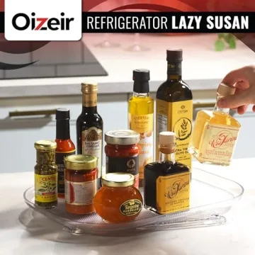 Oizeir Clear Refrigerator Lazy Susan for Easy Organization