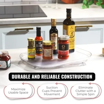 Oizeir Clear Refrigerator Lazy Susan for Easy Organization