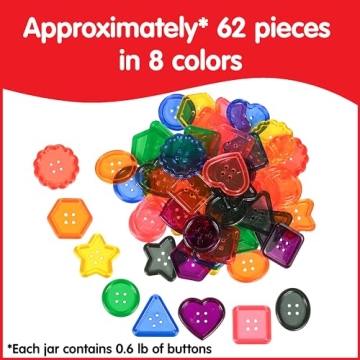 Edx Education Large Colorful Buttons - Mini Jar Set