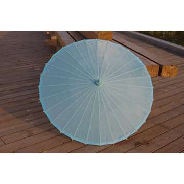 AEAOA Plain Bamboo Cloth Parasol Umbrella Great for Wedding Party Favor (Light Blue)
