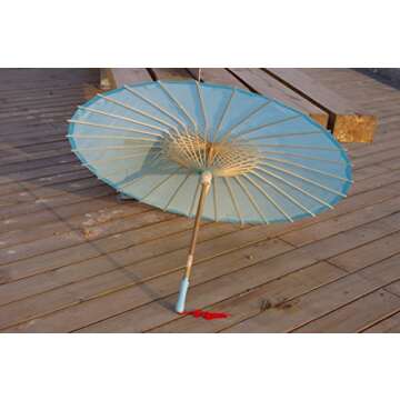 AEAOA Plain Bamboo Cloth Parasol Umbrella Great for Wedding Party Favor (Light Blue)