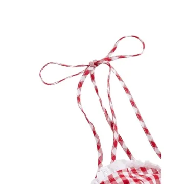 Floerns Gingham Tie Shoulder Sleeveless Dress for Women
