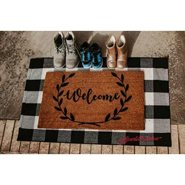 Buffalo Plaid Rug 28" x 43" - Indoor/Outdoor Black and White Checkered Rug - Area Rugs for Layered D...