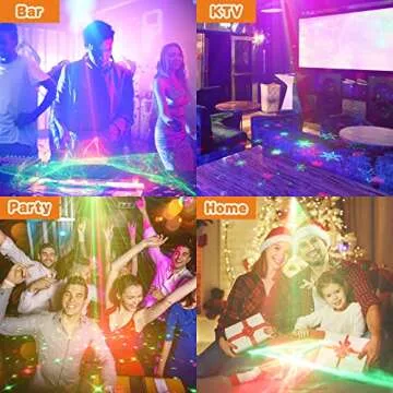 Enjoyedled DJ Disco Party Lights Battery Powered - Northern Laser Light Effect RGB Led Sound Activated Strobe Lighting with Remote Control for Indoor Birthday Halloween Karaoke Club KTV