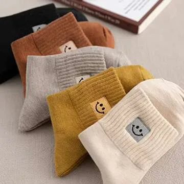 XIUYANG Cute Smiling Face Socks - Comfortable and Stylish