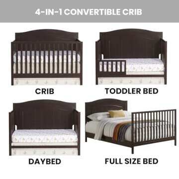 Oxford Baby North Bay 4-in-1 Convertible Crib, Espresso Brown, GreenGuard Gold Certified