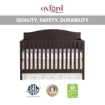 Oxford Baby North Bay 4-in-1 Convertible Crib, Espresso Brown, GreenGuard Gold Certified