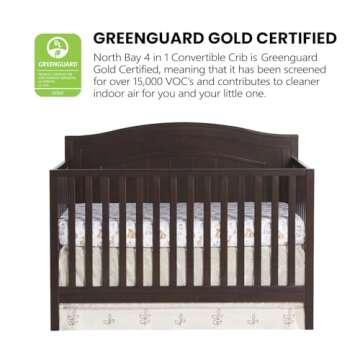 Oxford Baby North Bay 4-in-1 Convertible Crib, Espresso Brown, GreenGuard Gold Certified