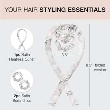 Kitsch Satin Heatless Curling Set - Valentines Gift for Her, Heatless Hair Curler To Sleep In, Heat ...
