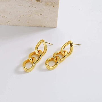 18K Gold Plated Chain Link Drop Dangle Earrings Women