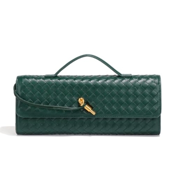 Dreubea Women's Handmade Woven Evening Bag in Emerald