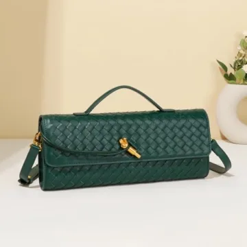 Dreubea Women's Handmade Woven Evening Bag in Emerald