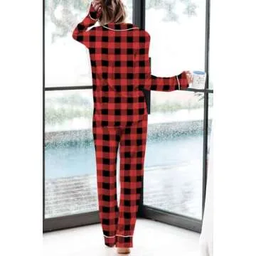 Aamikast Women's Soft Button-Up Pajama Sets - Christmas Comfort