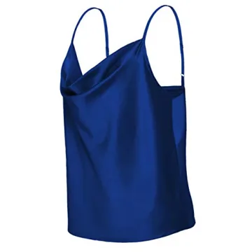 Elegant TOUTOUAI Women's Silk Satin Cowl Neck Tank Top