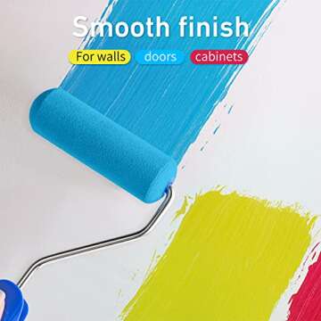 Mister Rui Foam Paint Roller, 8 Pack 4 Inch Paint Roller Kit, Complete 4" Mini Paint Roller Kit with...