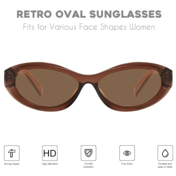 mosanana Oval Cat Eye Sunglasses for Women Vintage Style
