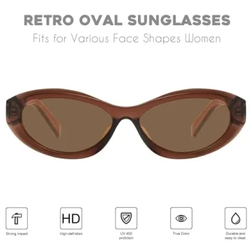 mosanana Oval Cat Eye Sunglasses for Women Vintage Style