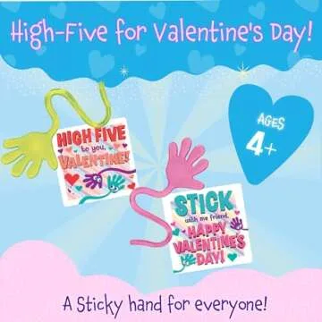 Sticky Hand Valentines for Kids - Classroom Set of 28