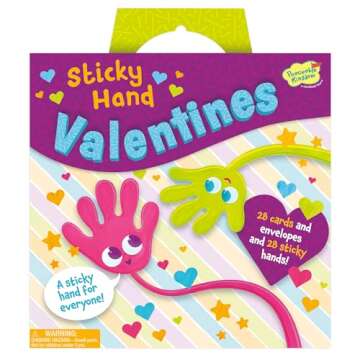 Peaceable Kingdom Valentines Cards for Kids Classroom, Set of 28 Valentines Day Gifts - Sticky Hands