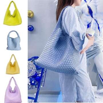 LMKIDS Fashion Hand Woven Bag Shopper Bag Travel Handbags and Purses Women Tote Bag Large Capacity S...