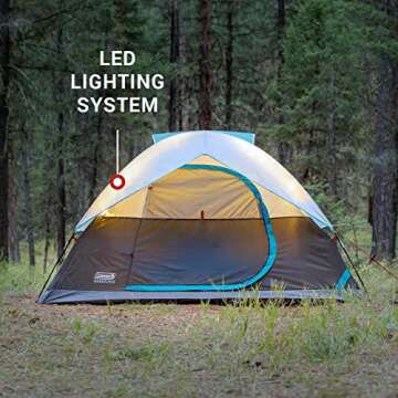 Coleman OneSource Rechargeable 4/6 Person Camping Tent with Airflow System & LED Lighting, Includes Rainfly, Tent Fan, Lights, and Interchangeable Battery Pack, Easy Setup Tent for Camping