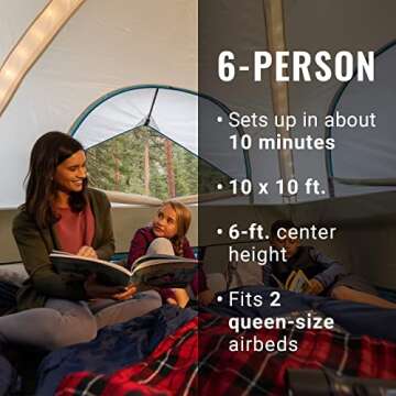 Coleman OneSource Rechargeable 4/6 Person Camping Tent with Airflow System & LED Lighting, Includes Rainfly, Tent Fan, Lights, and Interchangeable Battery Pack, Easy Setup Tent for Camping
