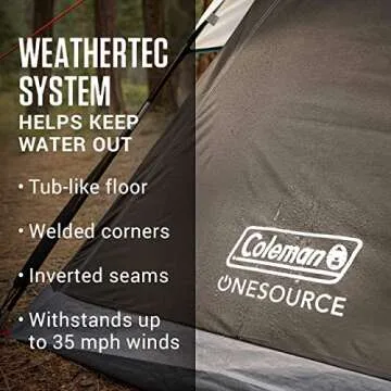 Coleman OneSource Rechargeable 4/6 Person Camping Tent with Airflow System & LED Lighting, Includes Rainfly, Tent Fan, Lights, and Interchangeable Battery Pack, Easy Setup Tent for Camping