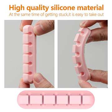 Pink Desk Accessories Cable Organizer - Pink Cord Holder for Desk, 5 Packs (7-5-3-1-1 Slots) Cable Clips for Cord Management This Cute Desk Accessories Cleans Up Messy Wires at Home, Car and Office