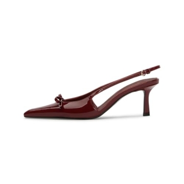 MAVMAX Burgundy Slingback Heels for Women Stylish Comfort